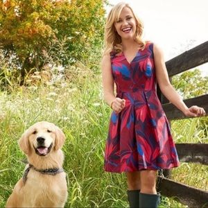 Draper James Autumn Bloom Love Circle Red Floral Skater Dress Size 12